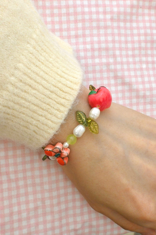 Apple🍎 & Butterfly Pearl Bracelet