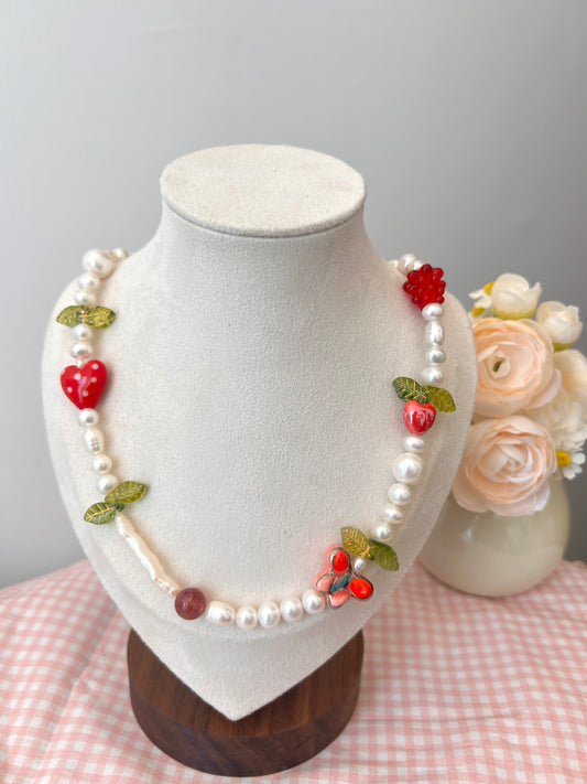 Pale Butterfly Pearl Necklace
