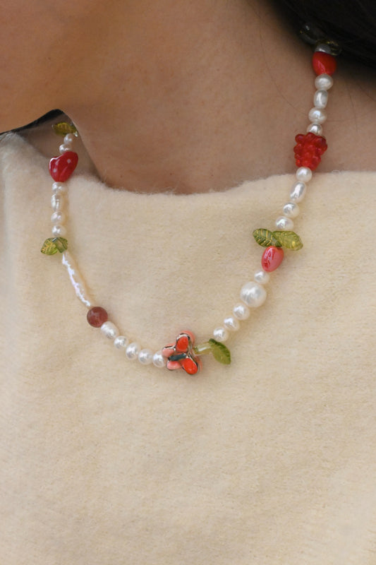 Pale Butterfly Pearl Necklace