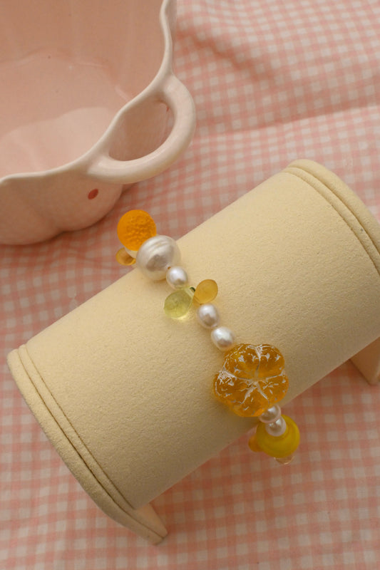 Citrus & Pear🍐 Glass Bead Pearl Bracelet