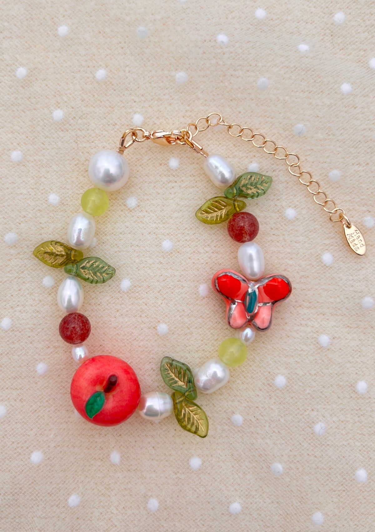 Apple🍎 & Butterfly Pearl Bracelet