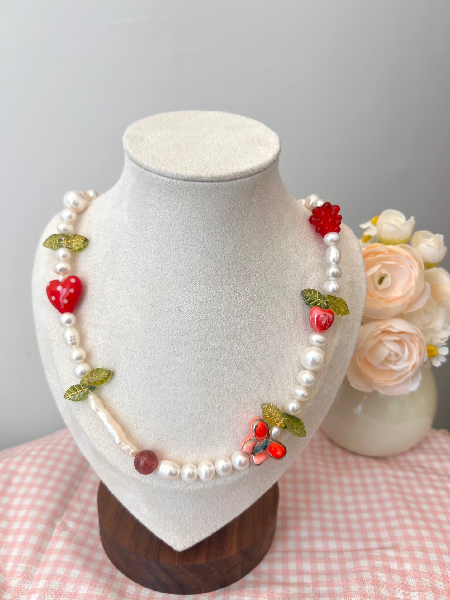 Pale Butterfly Pearl Necklace