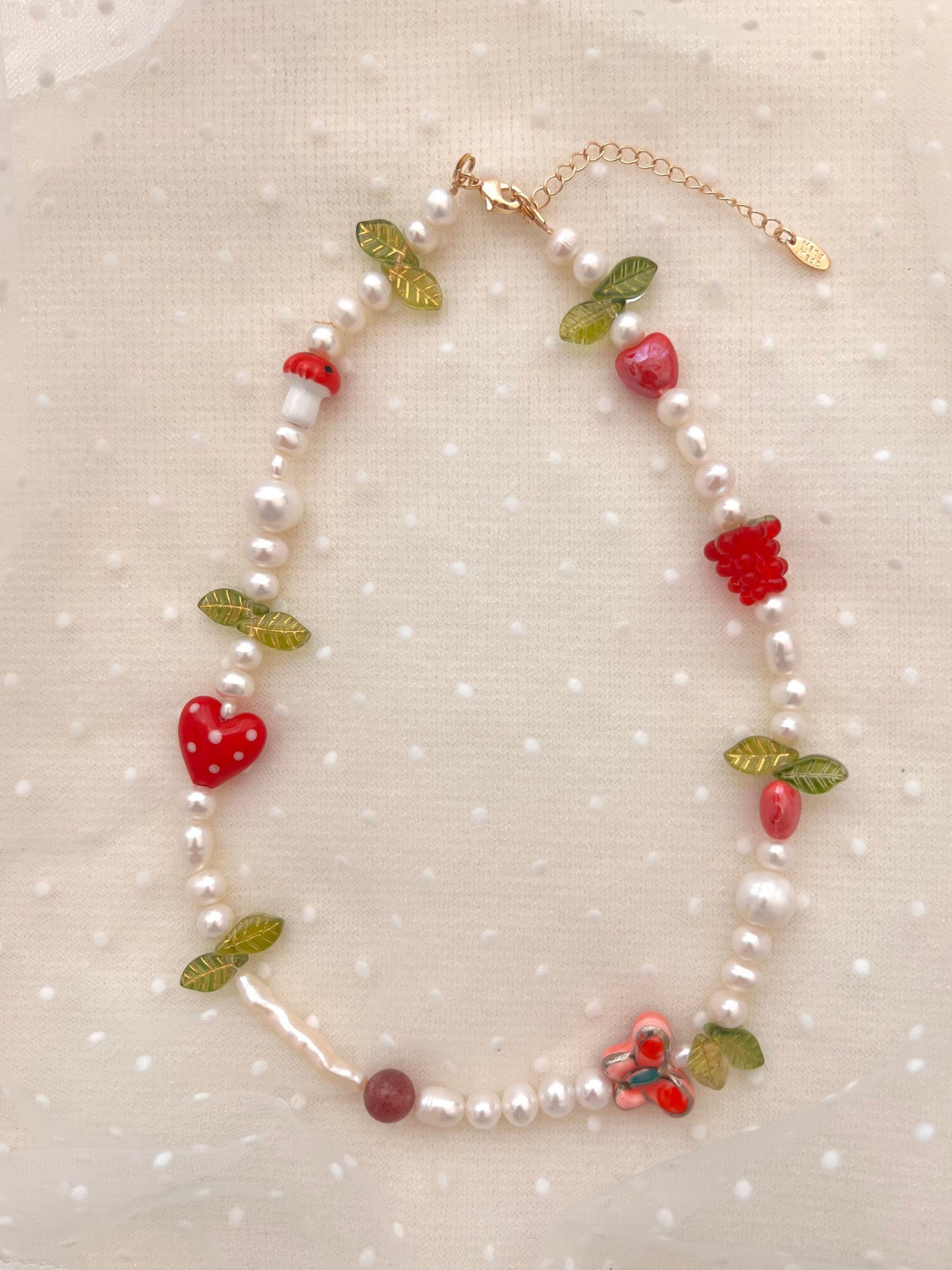 Pale Butterfly Pearl Necklace