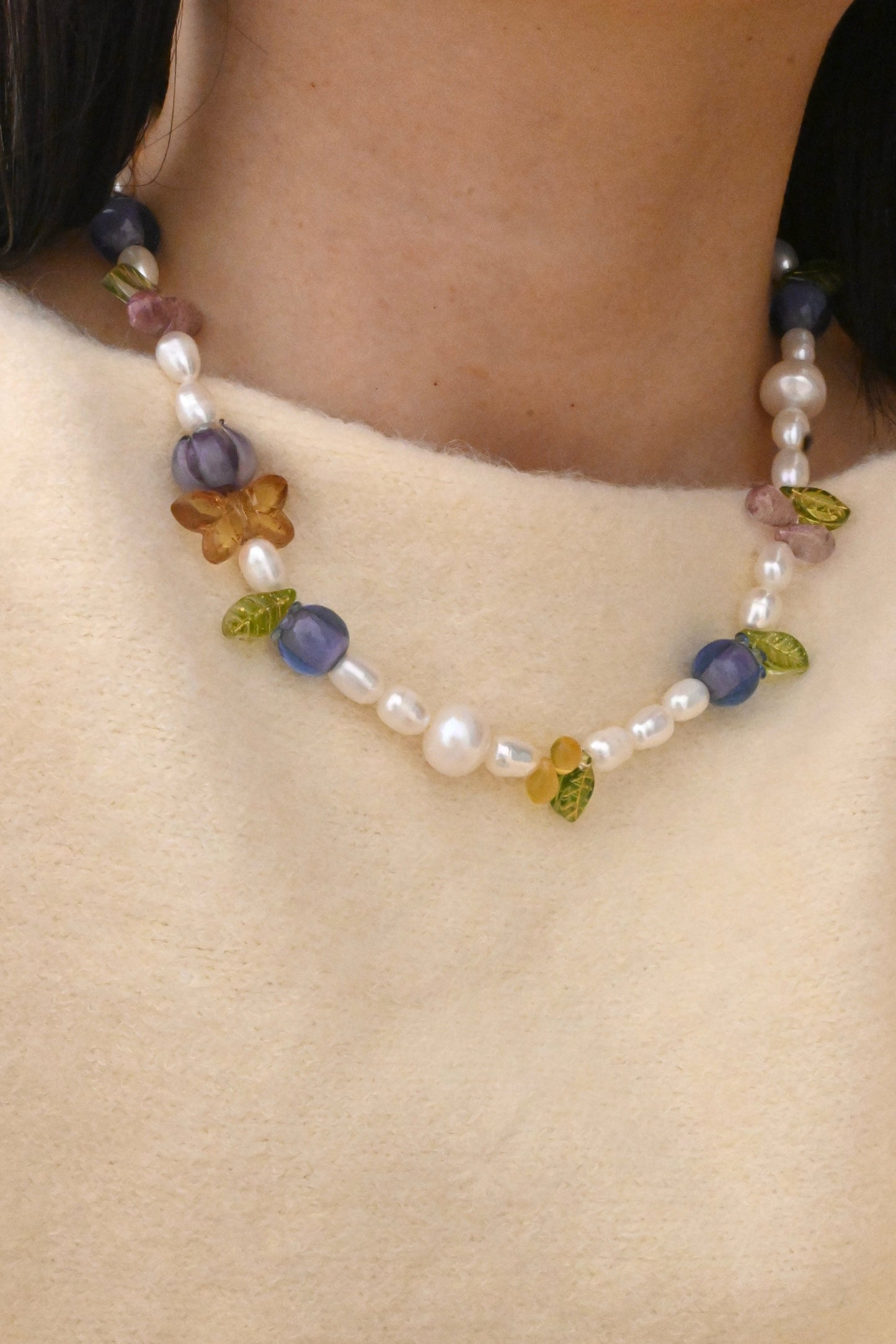 "Blueberry & 🦋Butterfly" Garden Series Pearl Necklace