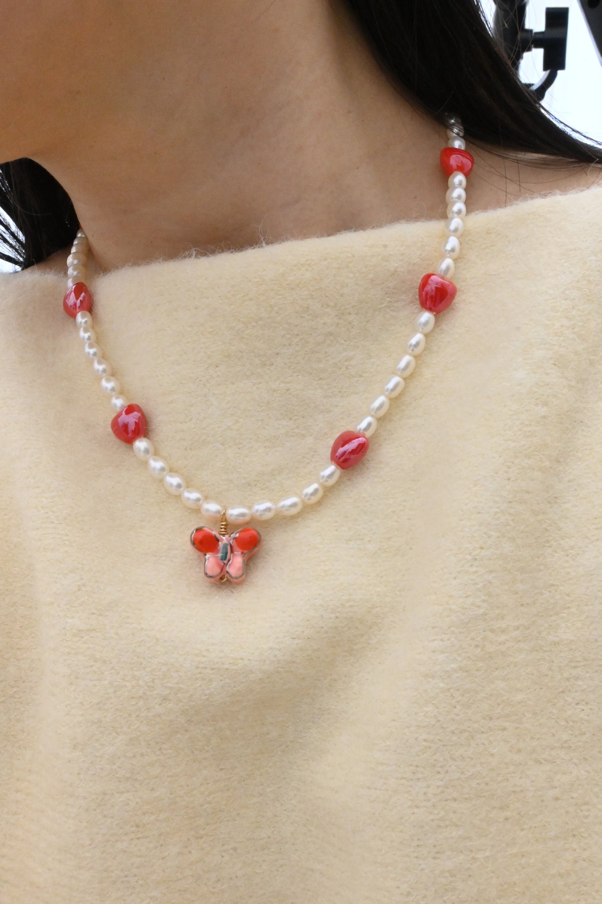 Heart & Butterfly Freshwater Pearl Necklace🦋