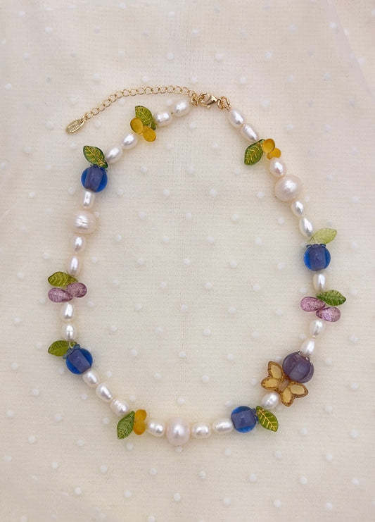 "Blueberry & 🦋Butterfly" Garden Series Pearl Necklace